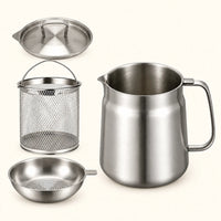 4-Piece Set — Pot + Lid + Oil Filter + Frying Basket
