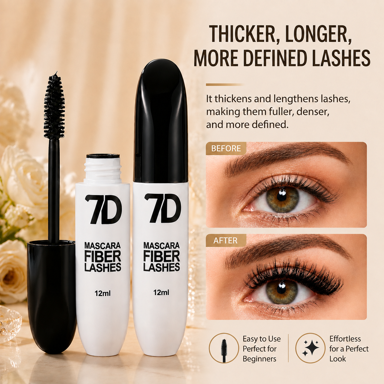 Before and after mascara result