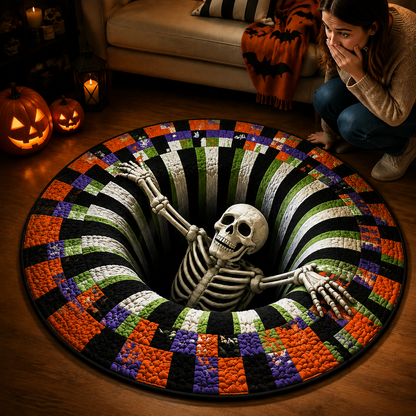 KORAKIO®🎃 Halloween 3D Skeleton Vortex Illusion Rug – Create a Spooky Floor Surprise Everyone Loves 💀