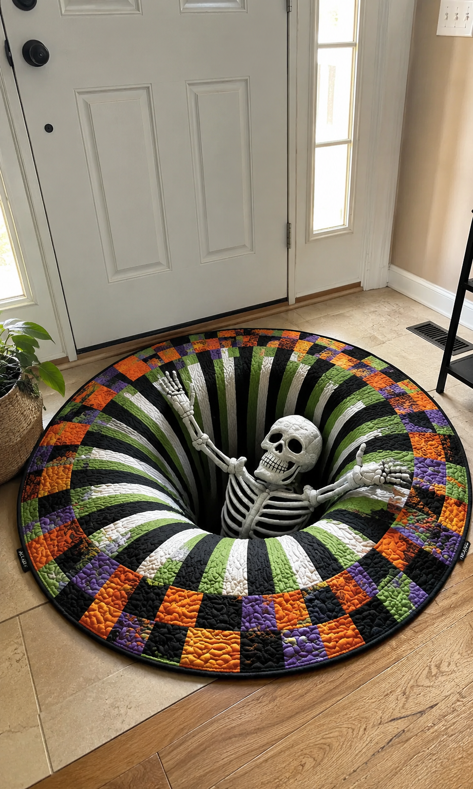 Michael’s Halloween Skeleton rug setup