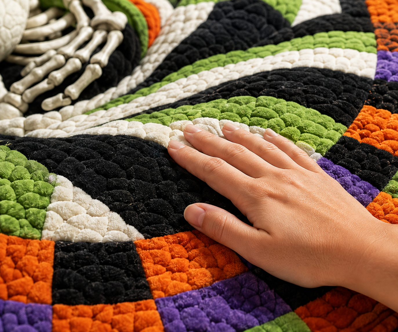 Close-up of the Halloween rug's soft surface