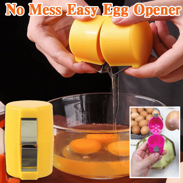 Quick egg cracker tool opening an egg over a bowl