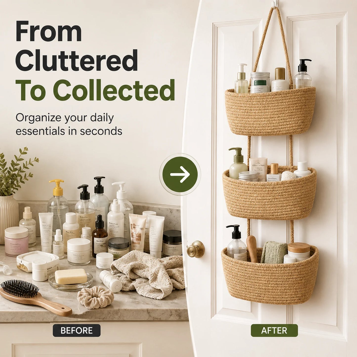 🧺 Woven Hanging Basket Organizer