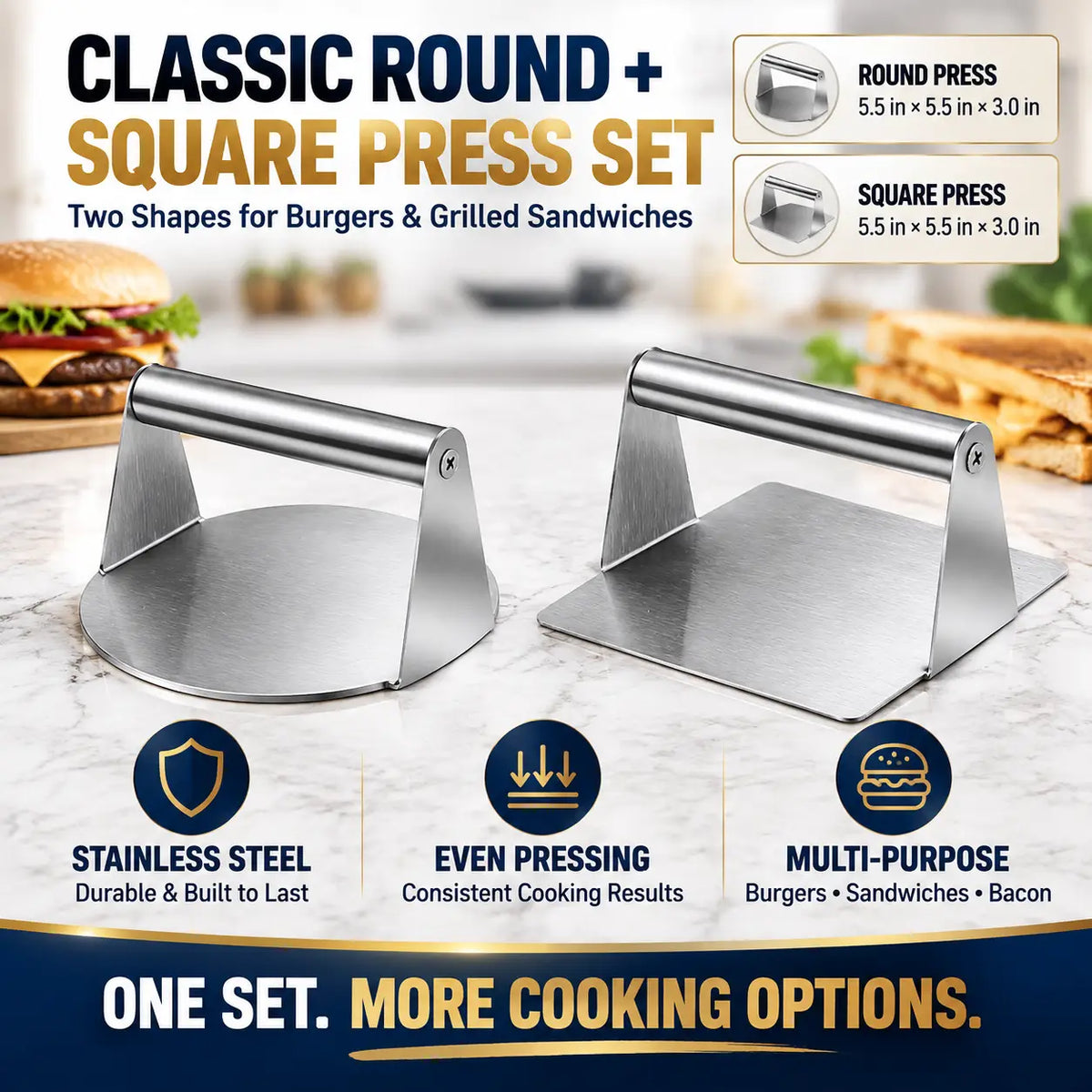 🆙 Stainless Steel Smash Burger Press