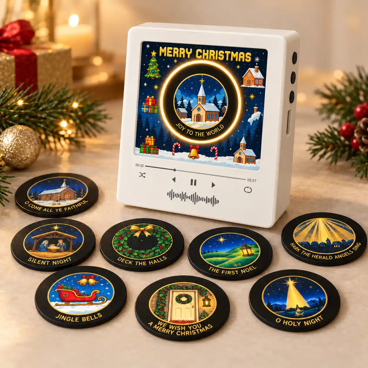🆙 Magnetic Christmas Music Player with 9 Interchangeable Music Discs