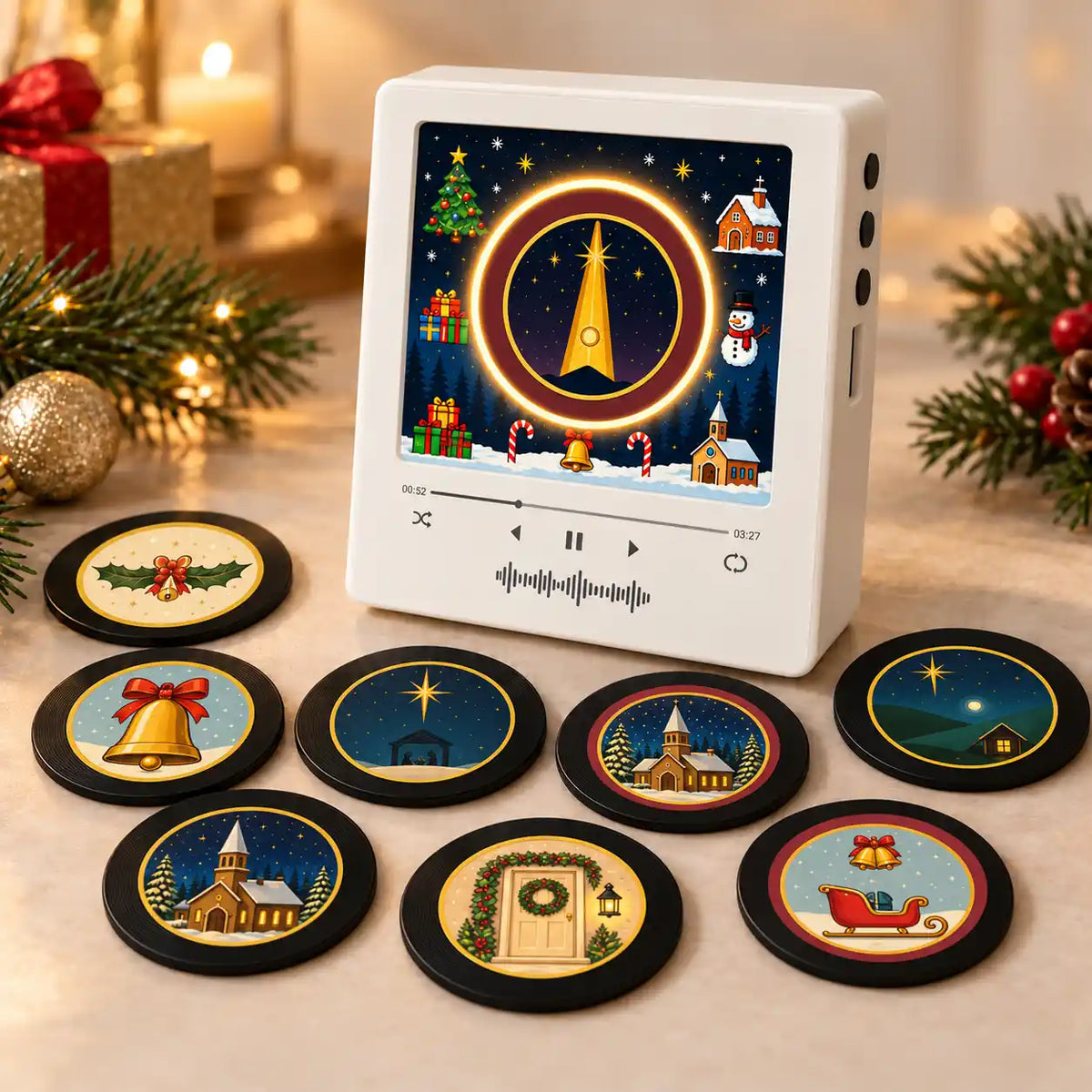 🆙 Magnetic Christmas Music Player with 9 Interchangeable Music Discs
