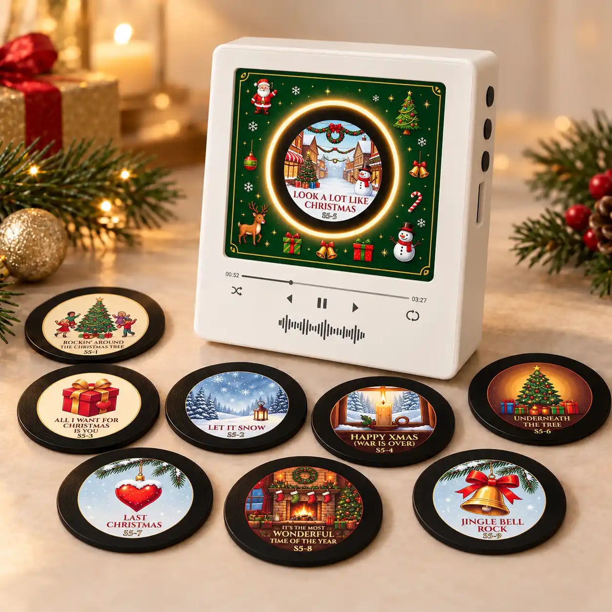 🆙 Magnetic Christmas Music Player with 9 Interchangeable Music Discs