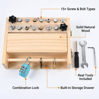 KORAKIO® 🪛 Montessori Screwdriver Board – Hands-On Learning Toy for Kids