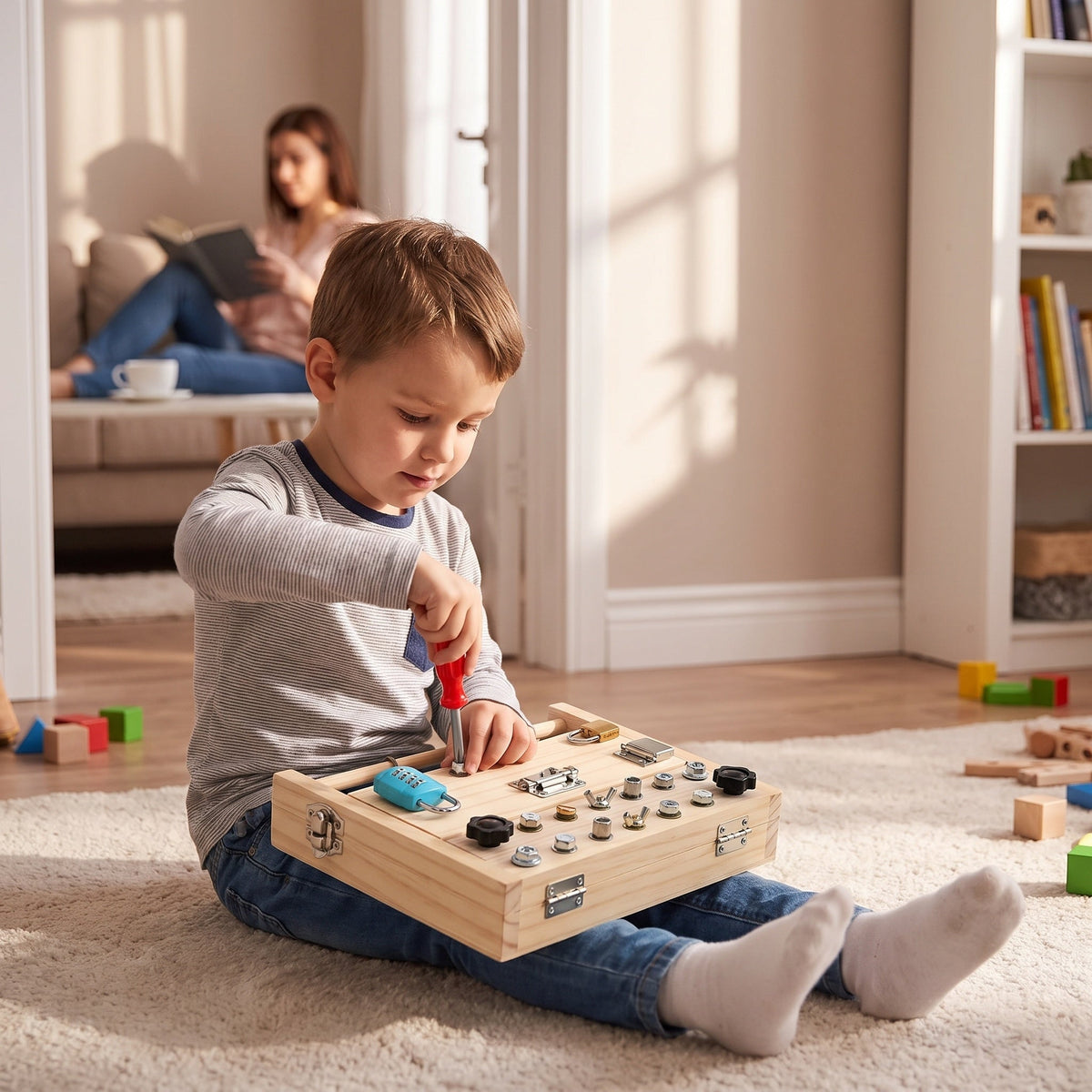 KORAKIO® 🪛 Montessori Screwdriver Board – Hands-On Learning Toy for Kids
