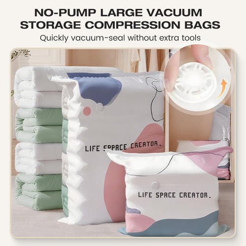 korakio® 🔥No-Pump Vacuum Storage Bags Compress Bulky Clothes & Bedding Without a Vacuum