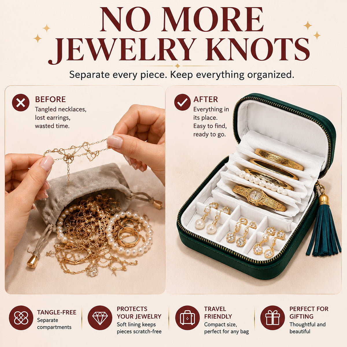 korakio®✨Velvet Travel Jewelry Organizer – Keep Your Jewelry Tangle-Free Anywhere