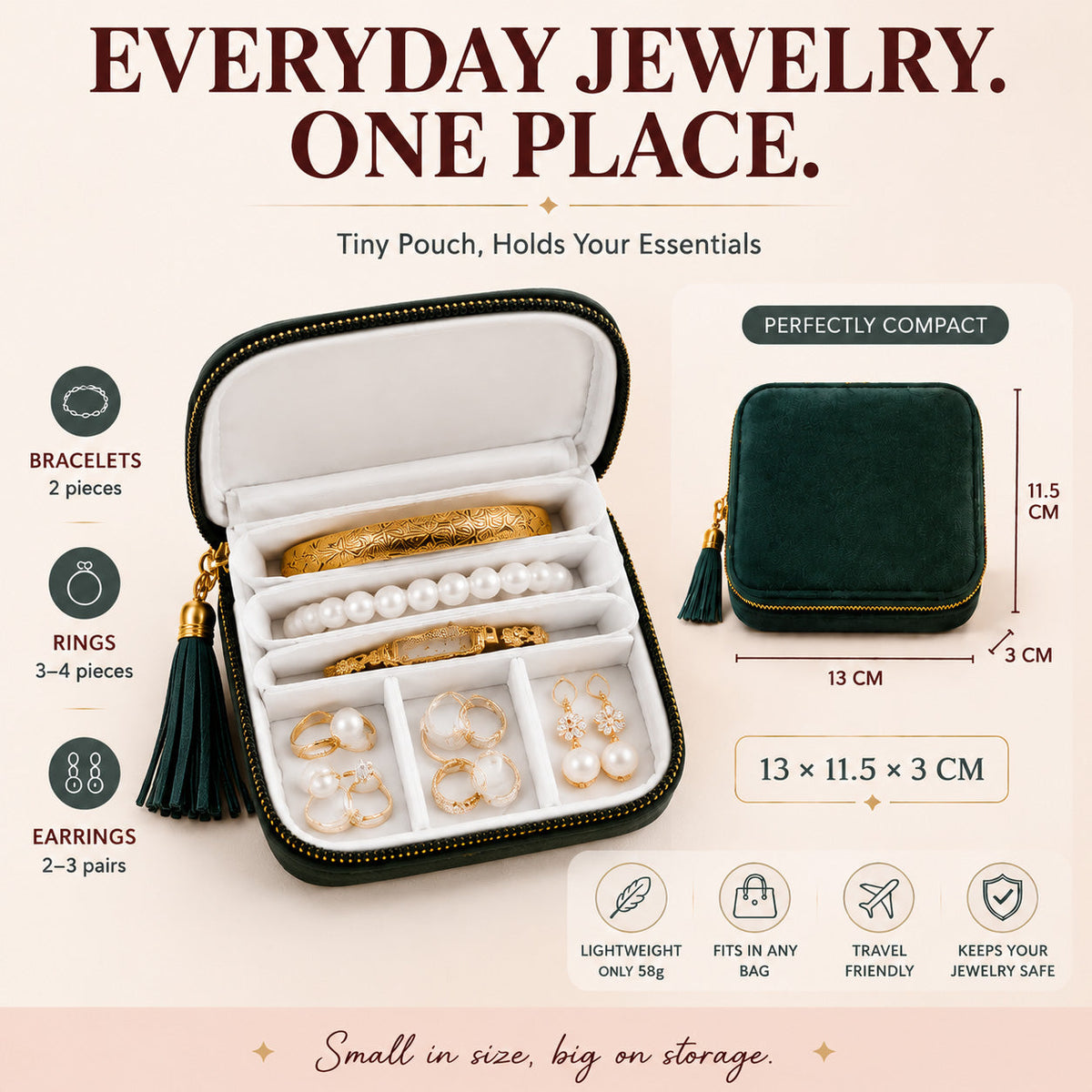 korakio®✨Velvet Travel Jewelry Organizer – Keep Your Jewelry Tangle-Free Anywhere