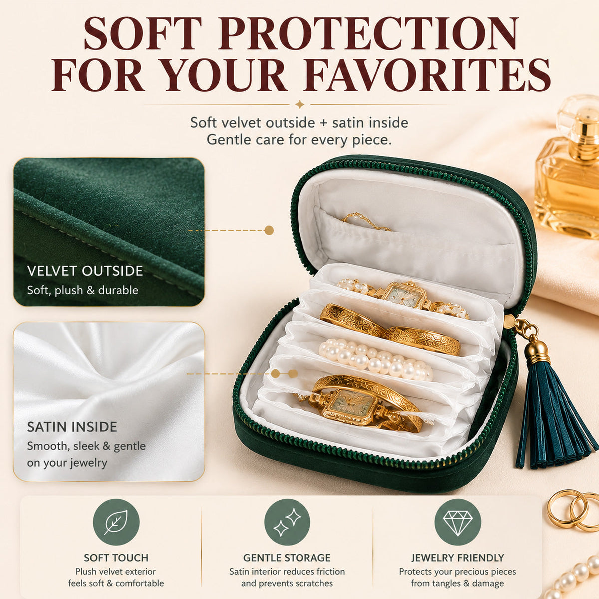 korakio®✨Velvet Travel Jewelry Organizer – Keep Your Jewelry Tangle-Free Anywhere