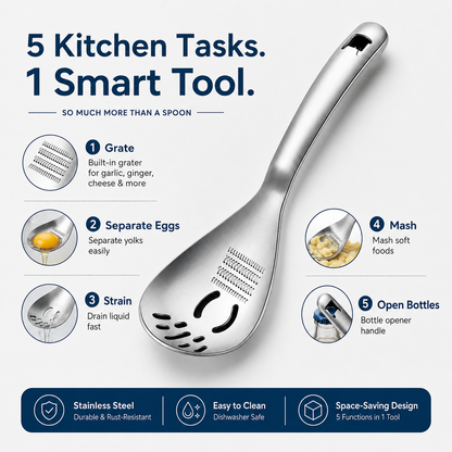 🥄5-in-1 Multifunctional Kitchen Spoon One Spoon. Five Kitchen Functions.