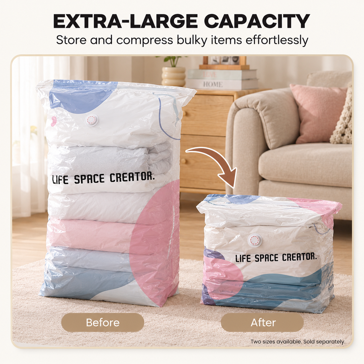 🔥 No-Pump Compression Storage Bags for Clothes & Bedding - Large