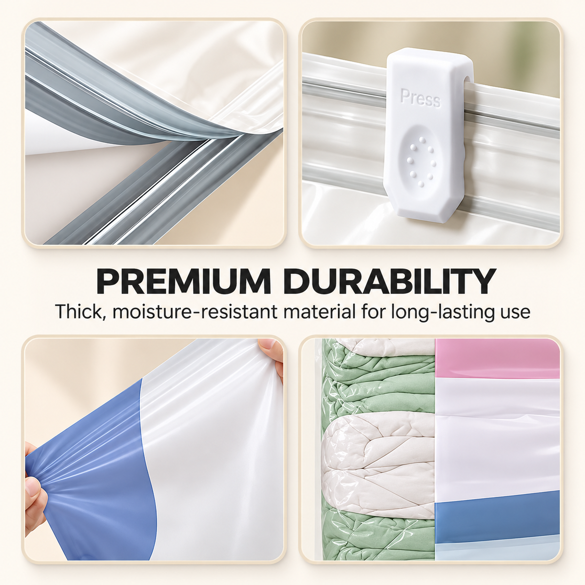 🔥 No-Pump Compression Storage Bags for Clothes & Bedding - Large