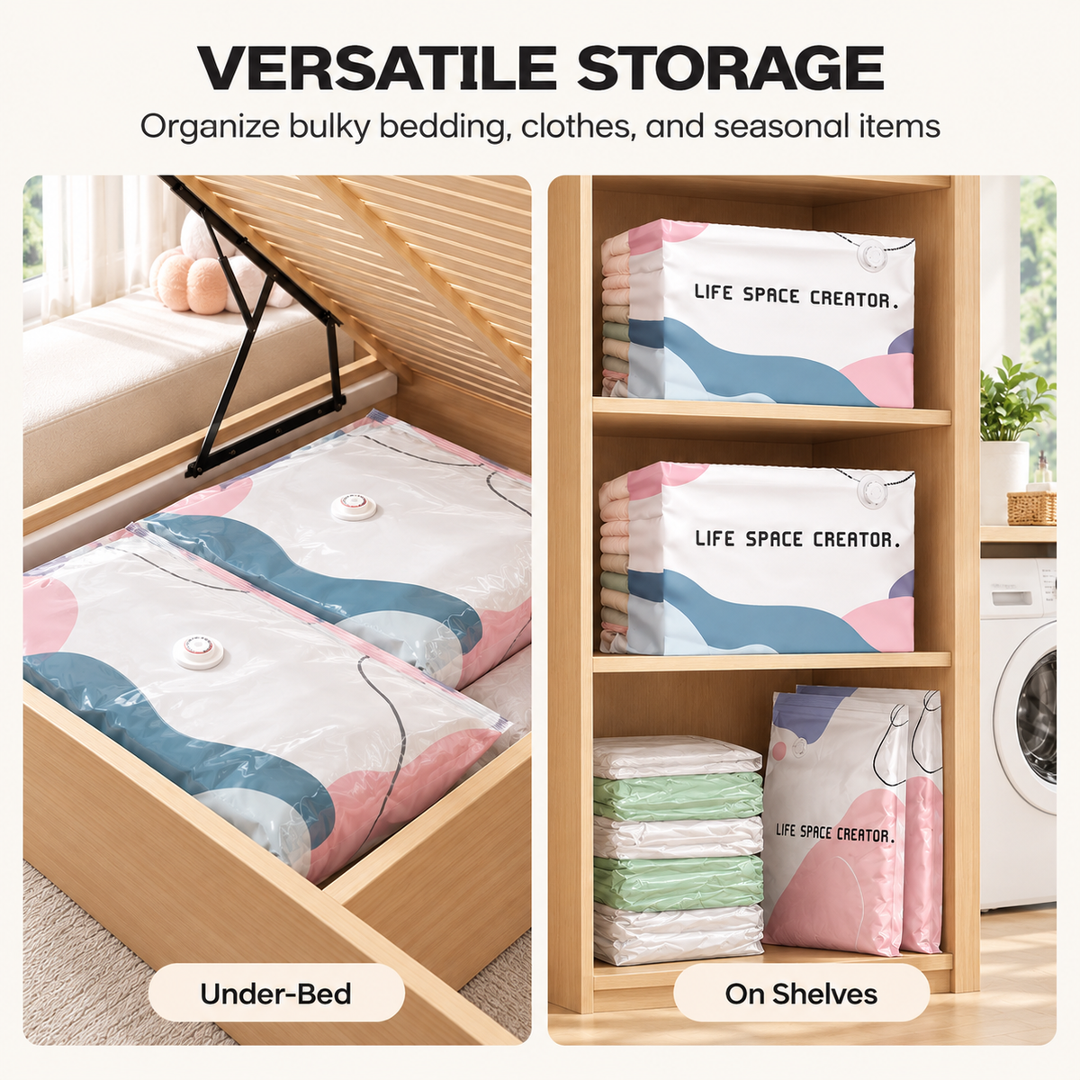 🔥 No-Pump Compression Storage Bags for Clothes & Bedding - Large