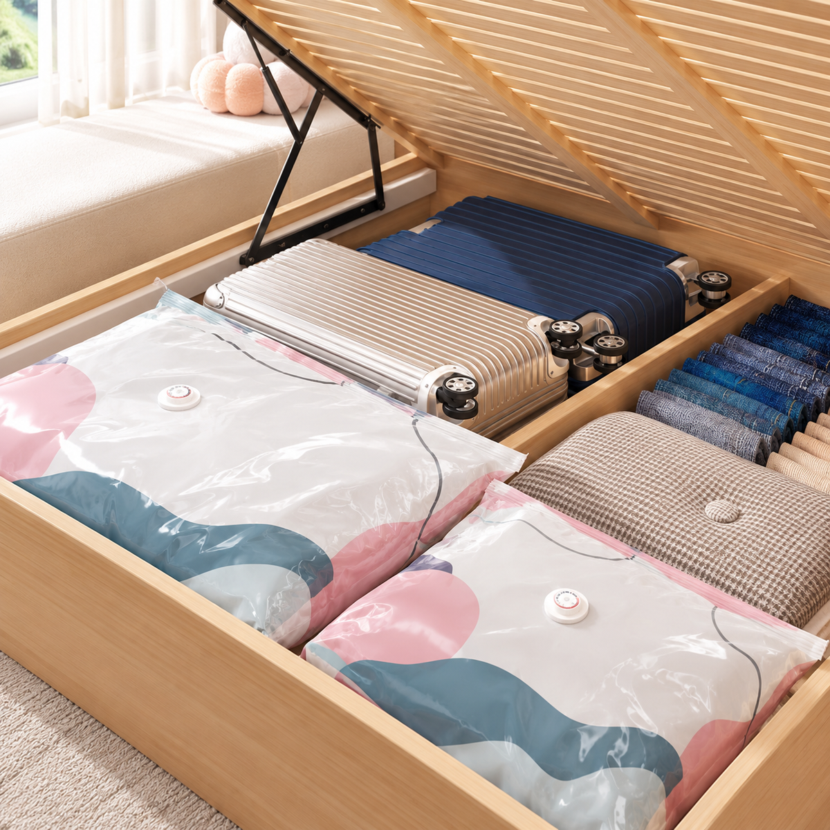 🔥 No-Pump Compression Storage Bags for Clothes & Bedding - Large