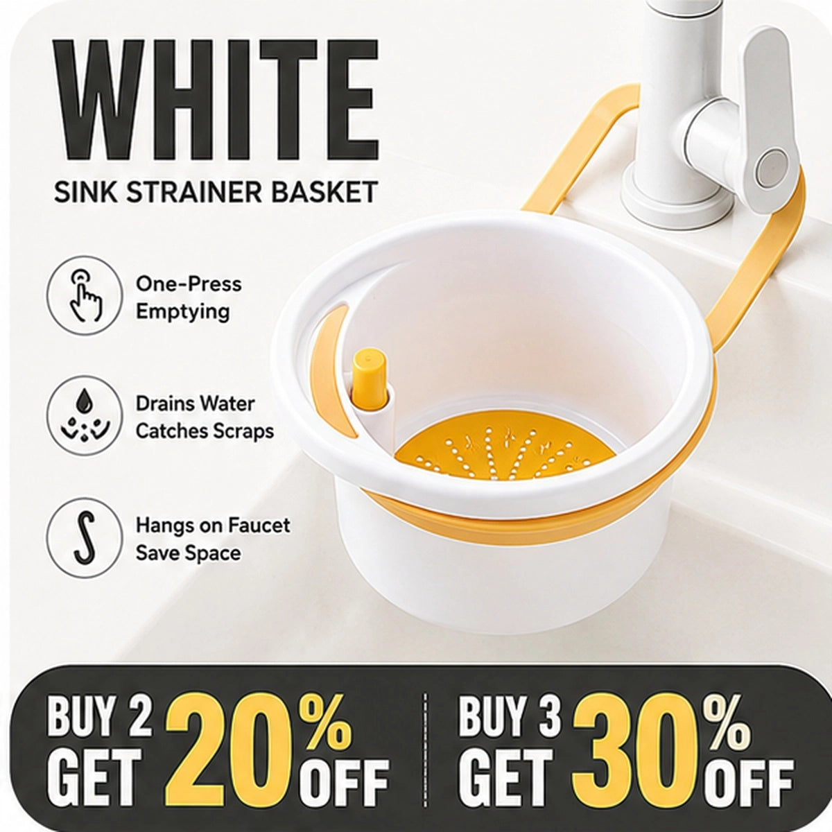 KORAKIO® 🚰🧺 Press-to-Empty Hanging Sink Strainer Basket