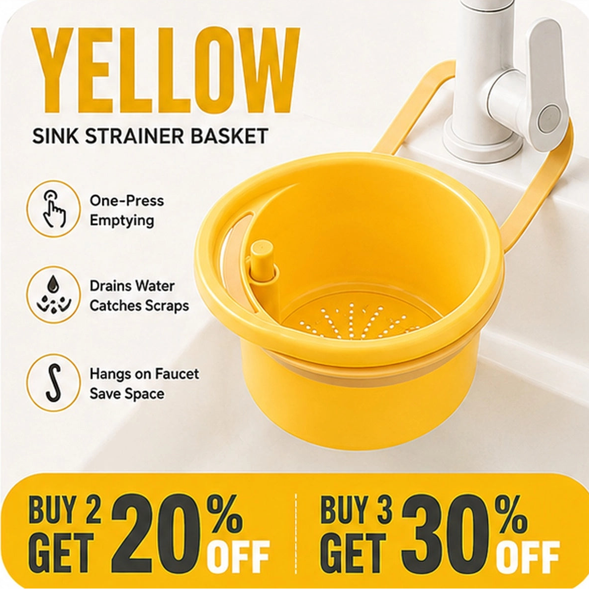 KORAKIO® 🚰🧺 Press-to-Empty Hanging Sink Strainer Basket