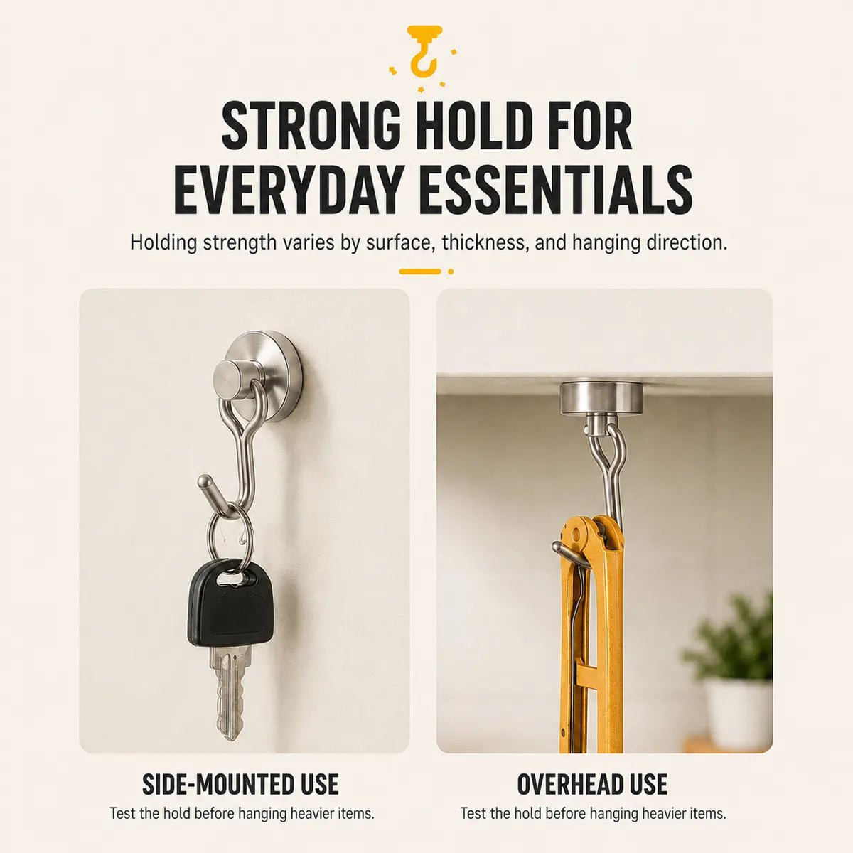 korakio® 🧲Heavy Duty Swivel Magnetic Hooks – Instant Storage Without Drilling